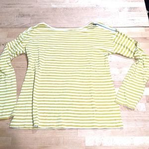 Women's LOFT mustard striped long sleeve shirt M